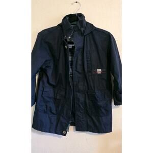 Vintage London Fog Kids Plaid Lined Jacket Navy Blue Size 7 L